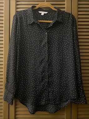 POPSUGAR Black Polka Dot Blouse